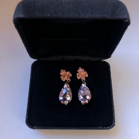 Purple Amethyst & Rose Gold Earrings - Picture 6 of 12